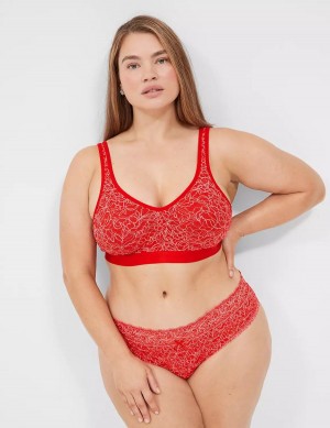 Women Lane Bryant No-Wire with Lace Unlined Bra Red | ENF6055XT