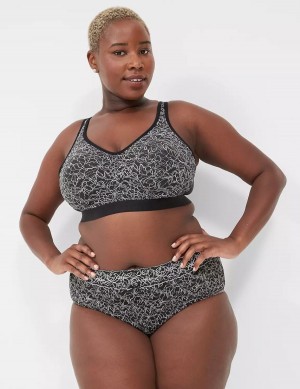 Women Lane Bryant No-Wire with Lace Unlined Bra Black | ZQQ3077NV
