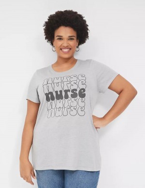 Women Lane Bryant Nurse Graphic Tee T Shirts Grey | YEH1723QO