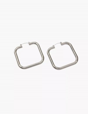 Women Lane Bryant Oversized Square Hoop Earrings Silver | TGP8968FF