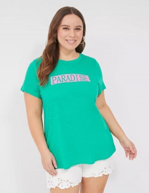 Women Lane Bryant Paradise Graphic Tee T Shirts Turquoise | RPN1271JK