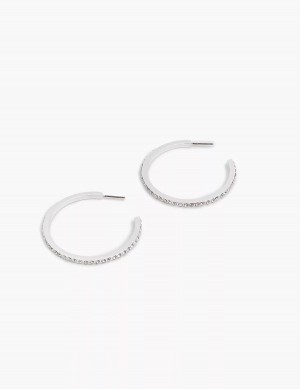 Women Lane Bryant Pave Layered Hoop Earrings Silver | WEH6521TO