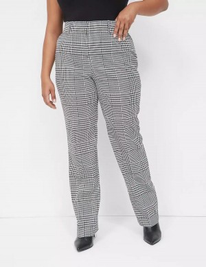 Women Lane Bryant Perfect Drape Straight Leg Pants Black White | EZQ4596DR
