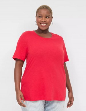Women Lane Bryant Perfect Sleeve Crew-Neck Tee T Shirts Red | TBG6084JK