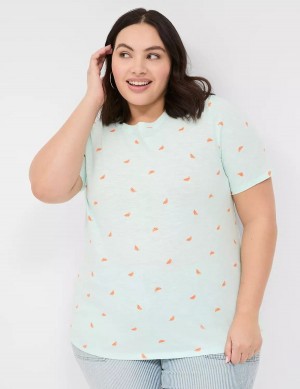 Women Lane Bryant Perfect Sleeve Crew-Neck Tee T Shirts Orange | OHR599EW
