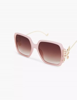 Women Lane Bryant Pink Butterfly-Detail Square Sunglasses Purple | LKU774CY