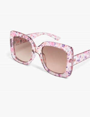 Women Lane Bryant Pink Floral Oversized Square Sunglasses Pink Multicolor | YBC6630JG