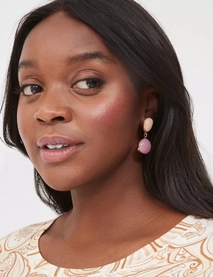 Women Lane Bryant Pink Imitation Stone Earrings Gold | DUL4063XY