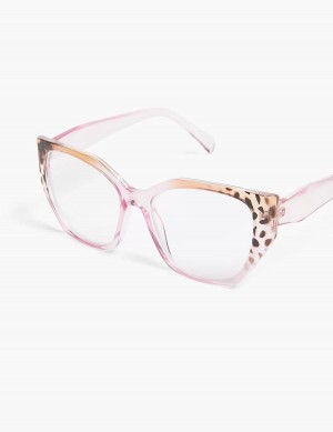Women Lane Bryant Pink & Cheetah Print Jelly Cateye Reading Glasses Pink | DNW6930NK