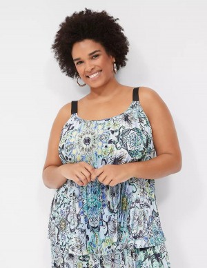 Women Lane Bryant Pleated Grosgrain-Strap Cami Tank Top Blue | ICO7754AX