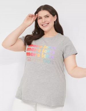 Women Lane Bryant Pride Embroidered More Love Graphic Tee T Shirts Light Grey | TUA3210FK