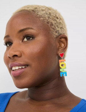 Women Lane Bryant Pride Love Statement Drop Earrings Gold | QNR904FJ