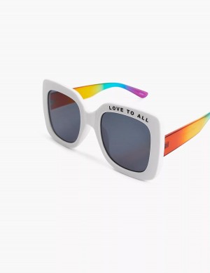 Women Lane Bryant Pride Love To All Square Sunglasses White | LOR699CX