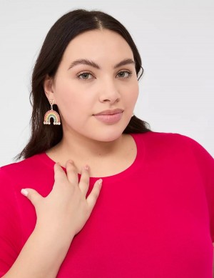 Women Lane Bryant Pride Pave Rainbow Drop Earrings Gold | TJE807DH