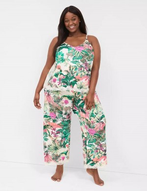 Women Lane Bryant Printed Cami & Pant PJ Set Pajamas Green Multicolor | UNF7494HP