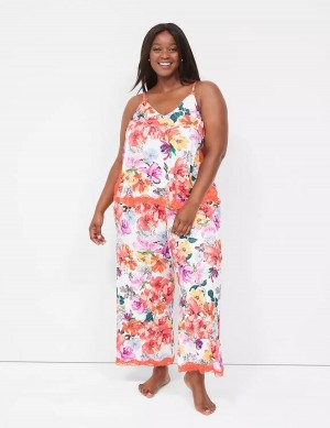 Women Lane Bryant Printed Cami & Pant PJ Set Pajamas Orange Multicolor | SLM824ML