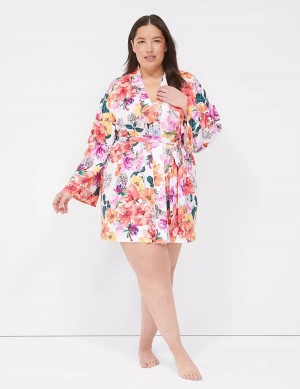 Women Lane Bryant Printed Microfiber Robe Orange Multicolor | GAO7696NU