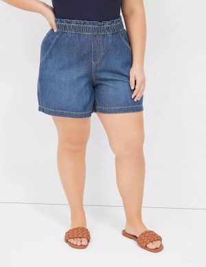 Women Lane Bryant Pull-On Fit Flirty Jean Shorts Blue | ILL2091SQ