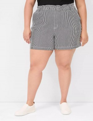 Women Lane Bryant Pull-On Fit High-Rise Jean Shorts Black Stripes | OAT8719MI