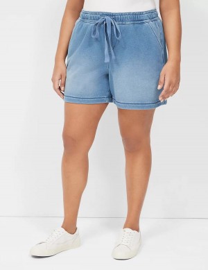 Women Lane Bryant Pull-On Fit Relaxed Knit Shorts Light Blue | CBP7492OY