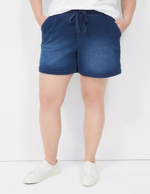 Women Lane Bryant Pull-On Fit Relaxed Knit Shorts Blue | VFW8129ND