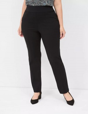 Women Lane Bryant Pull-On Ponte Straight Pants Black | KTQ9455RM