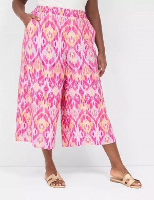 Women Lane Bryant Pull-On Side-Slit Crop Pants Pink | EOB762AN
