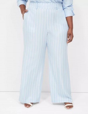 Women Lane Bryant Pull-On Straight Leg Pants Light Blue Stripes | REG1738RA
