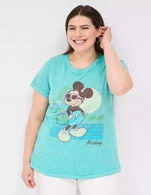 Women Lane Bryant Rhinestone Mickey Graphic Tee T Shirts Green | PXR580HI