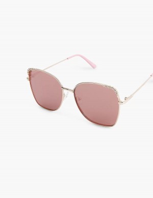 Women Lane Bryant Rose Goldtone & Bling Butterfly Aviator Sunglasses Rose Gold | PXG9561AW