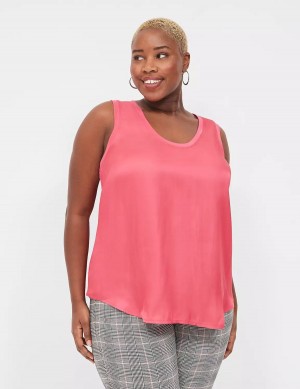 Women Lane Bryant Satin & Matte Jersey Tank Top Pink | DYK3399PO