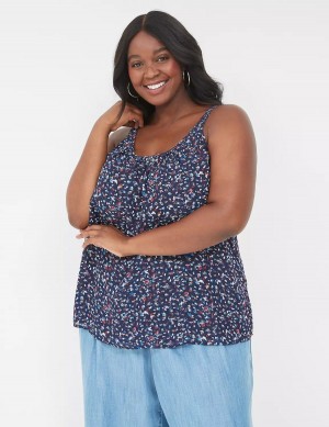 Women Lane Bryant Scoop-Neck Cami Tank Top Dark Blue | ETJ374OC