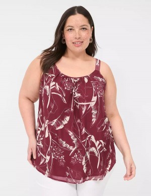 Women Lane Bryant Scoop-Neck Cami Tank Top Burgundy | HHP7024AM