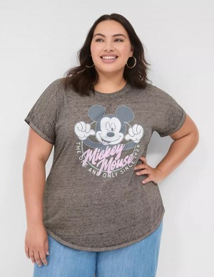 Women Lane Bryant Scoop-Neck Mickey Graphic Tee T Shirts Grey | WWC8668JV