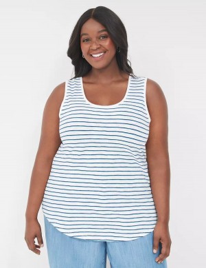Women Lane Bryant Scoop-Neck Tank Top Blue Navy Stripes | URS5522TR
