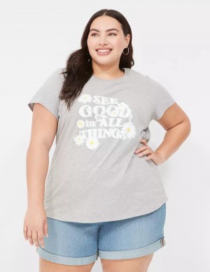 Women Lane Bryant See Good In All Things Graphic Tee T Shirts Grey | PPK9745IZ
