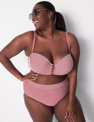Women Lane Bryant Seersucker Swim Briefs Pink | JLY693KL