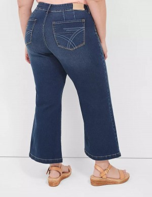 Women Lane Bryant Seven7 Pull-On Weekender Cropped With Embellished Pockets Jeans Dark Blue | TCB7323DG