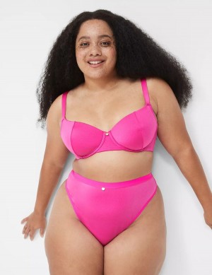 Women Lane Bryant Shimmer Lightly Lined Balconette Bra Dark Fuchsia | PME328FX