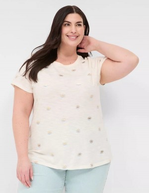 Women Lane Bryant Shimmer Sunshine Graphic Tee T Shirts White | UZP6612KJ