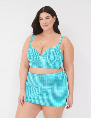 Women Lane Bryant Side Slit Swim Skirts Blue White | CTV8986DO