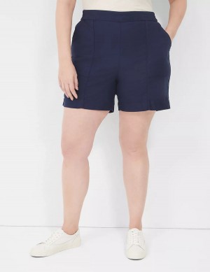 Women Lane Bryant Slub Pull-On Shorts Blue | SYP8959QY