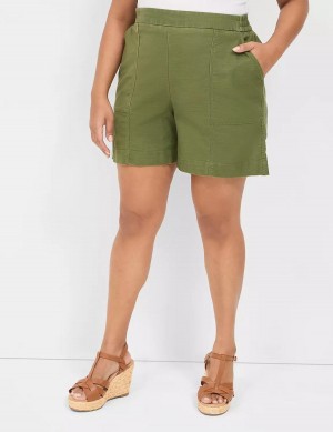 Women Lane Bryant Slub Pull-On Shorts Green | ODZ3665YF
