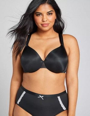 Women Lane Bryant Smooth Lightly Lined Full Coverage Bralettes Black | EHV2066XT