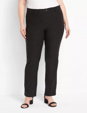 Women Lane Bryant Straight Leg 4-Season Pants Black | HUN965XU