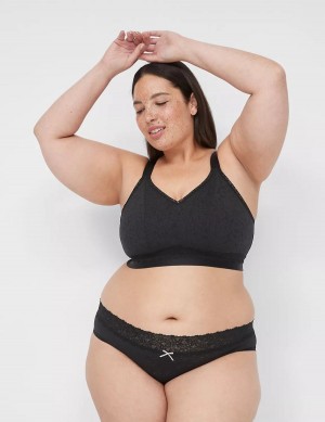 Women Lane Bryant Stretch Lace Bralettes Black | ZXT4292WW