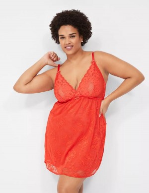 Women Lane Bryant Stretch Lace Slip Dress Deep Red | FED4660MS
