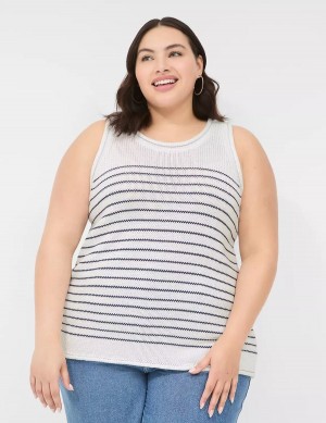 Women Lane Bryant Striped Tank Top White | INI5580UX