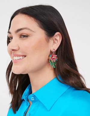 Women Lane Bryant Summer Whimsy Tropical Leaf Statement Earrings Gold | XRC2794VU