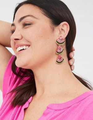 Women Lane Bryant Summer Whimsy Watermelon Statement Drop Earrings Gold | OHM6897RT